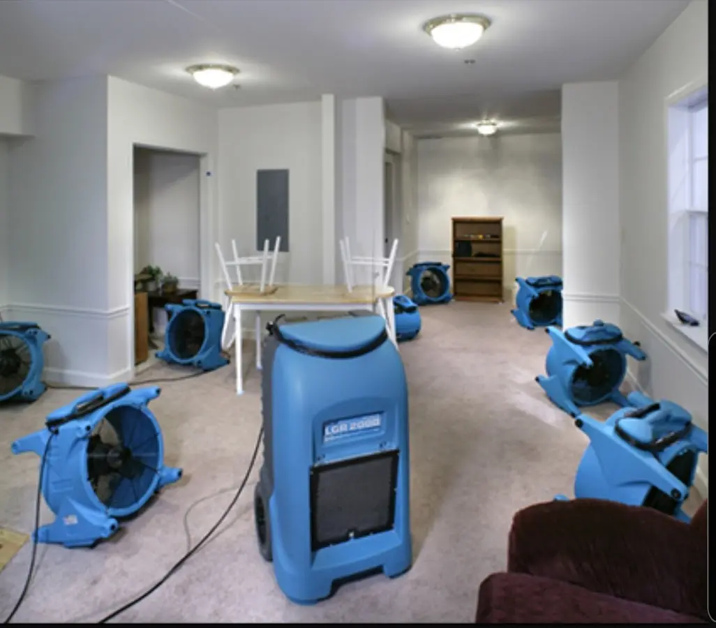 Air movers and dehumidifier setup for Water Extraction & Removal in Miami Lakes